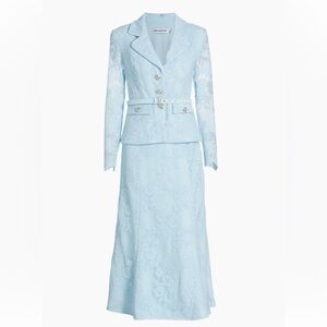 Self- Portrait blue lace blazer midi dress